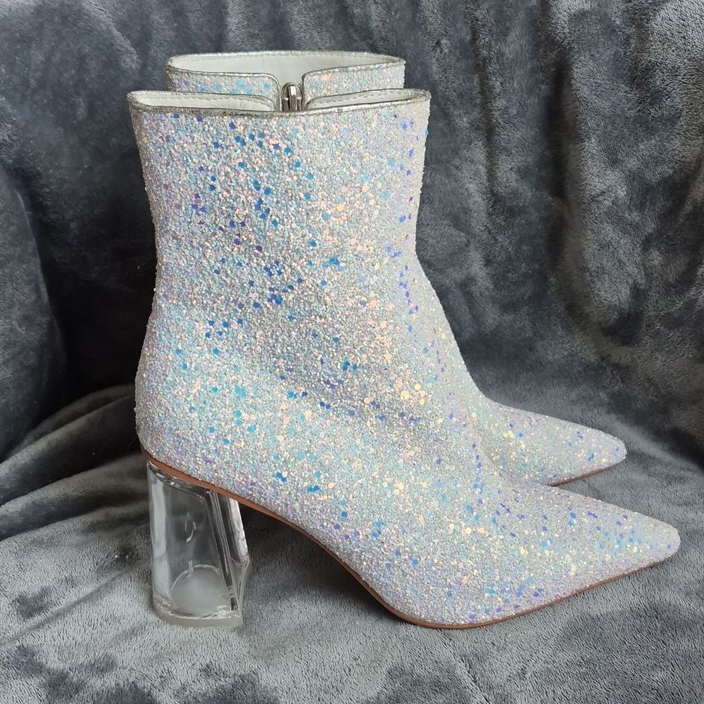 Sparkle Boot Size 8 White Sparkle Clear Heel Bootie - NWOT - Picture 3 of 8